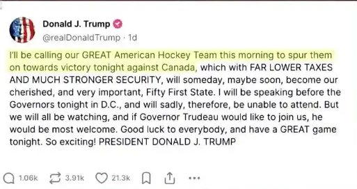 Trump once again mentioned that Canada would become the 51st state of the United States.